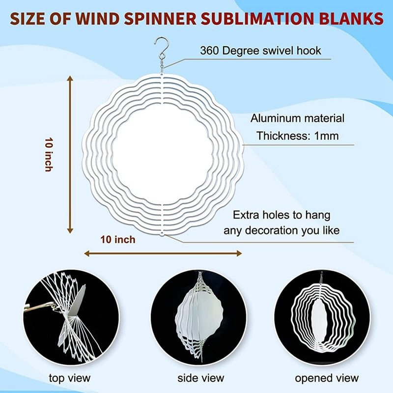 10 Pack 8 Inch Sublimation Wind Spinner Blanks BulkCrafting Blanks