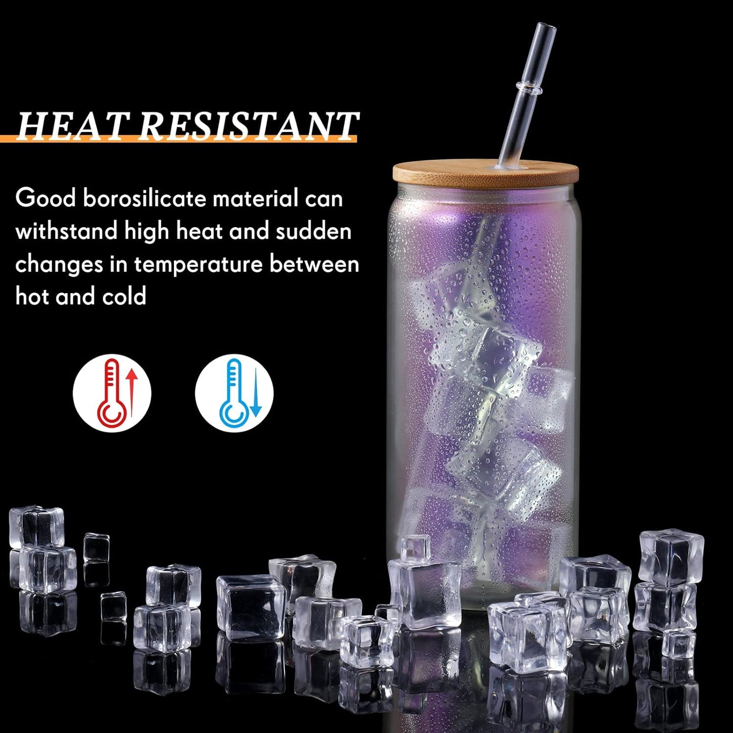 12 Pack - 20oz Sublimation Iridescent Glass Tumblers with Bamboo Lid and Straw BulkCrafting Blanks