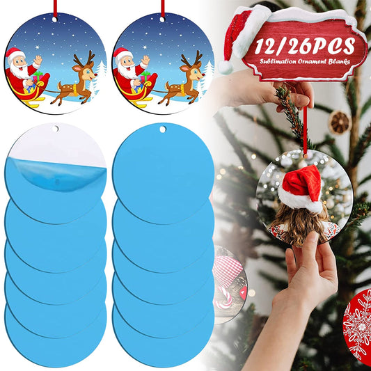 12 or 26 Pack - Sublimation Christmas Ornament with Red String BulkCrafting Blanks