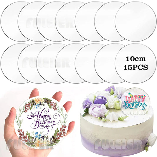 15 pack 10cm Round Acrylic Cake Topper Discs BulkCrafting Blanks