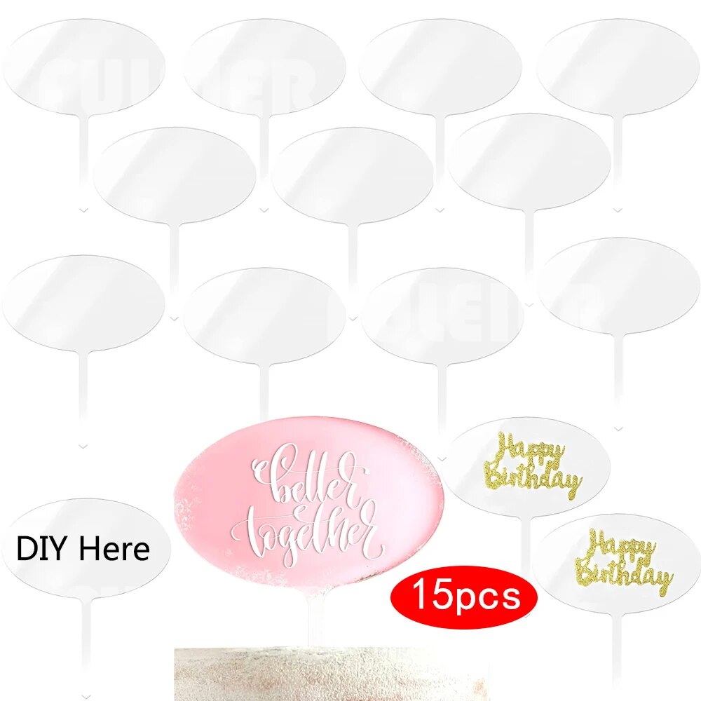 15 pack Acrylic Sublimation Cake Toppers - Various Shapes BulkCrafting Blanks