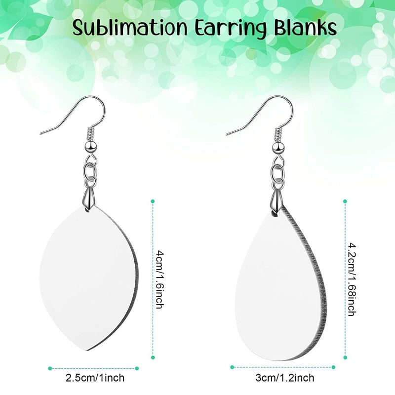 48-piece Set Sublimation Blank Earrings - Leaf and Teardrop shapes BulkCrafting Blanks