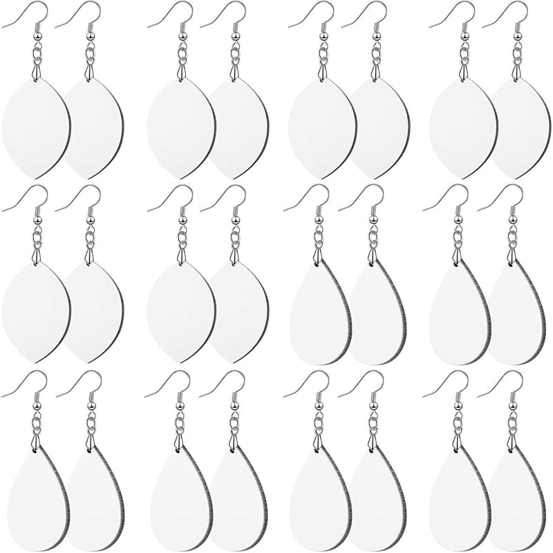 48-piece Set Sublimation Blank Earrings - Leaf and Teardrop shapes BulkCrafting Blanks