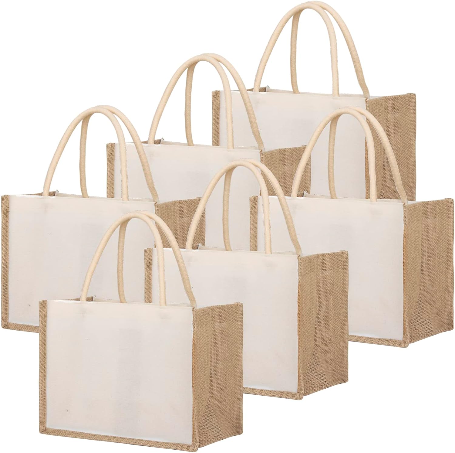 6 Pack Canvas Tote Bag with Cotton Handles BulkCrafting Blanks
