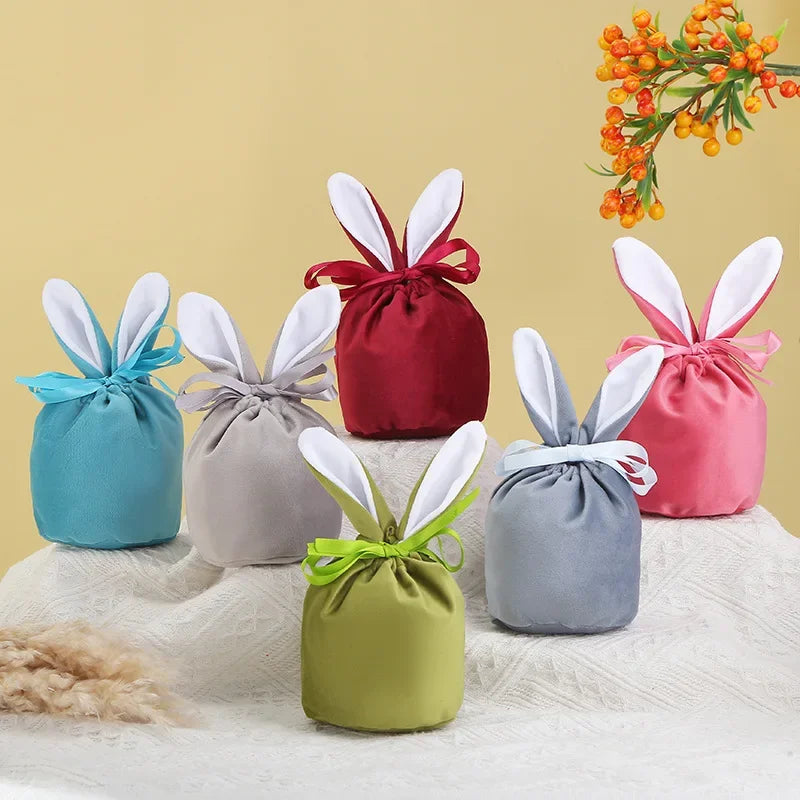 5 or 10 Pack Velvet Easter Bunny Rabbit Bags