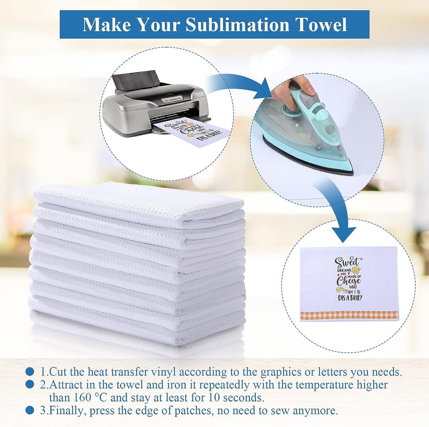 6 - 24 Pack - Sublimation Microfiber Waffle Tea Towels 24x 16 Inch